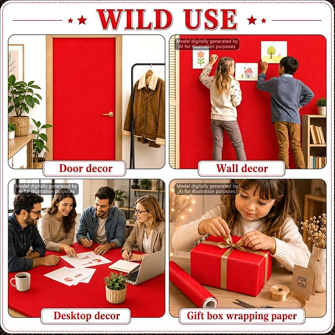 Red Bulletin Board Roll Non-Woven Fabric Poster 16in X 20ft | Back to School
