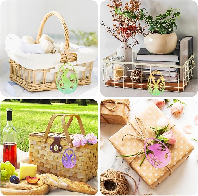 36PCS Wooden Easter Ornaments to Paint, 6 Styles DIY Blank Unfinished Wood Egg