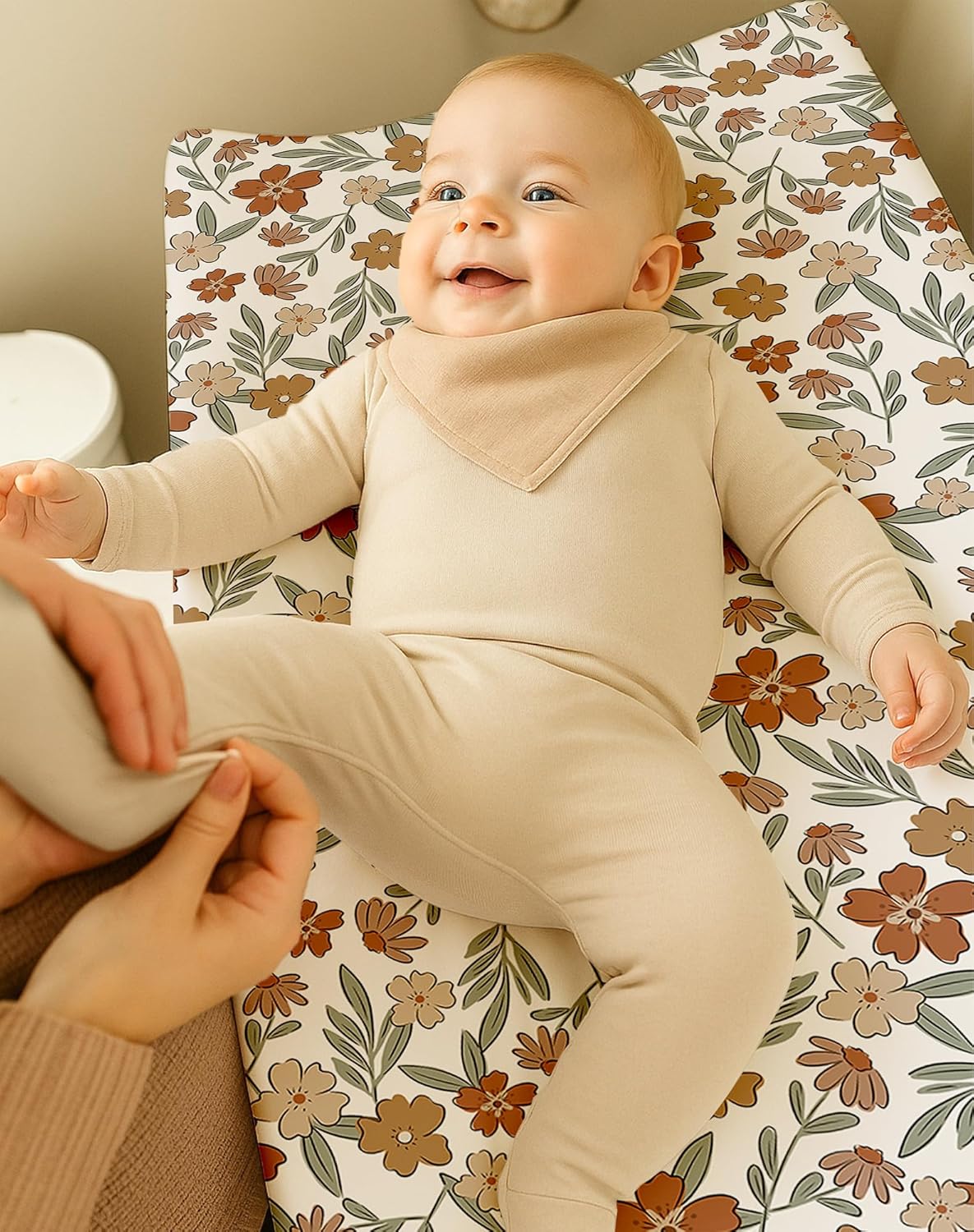 Changing Pad Cover for Baby Boys Girls 2 Pack, Fits Standard 32”×16” Changing Table Pads, Silky Breathable Stretch Knit, Machine Washable (Rusty Garden)