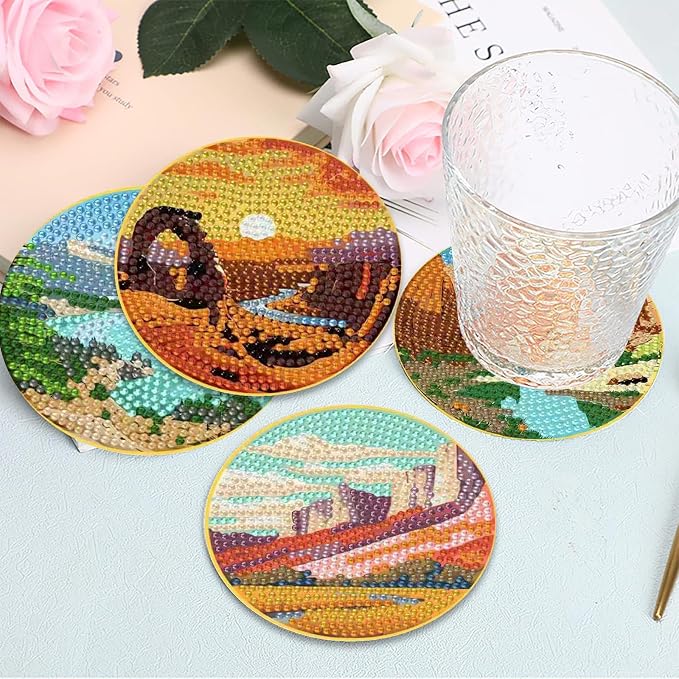Clendo 8 Pcs National Park Diamond Art Coasters Kit
