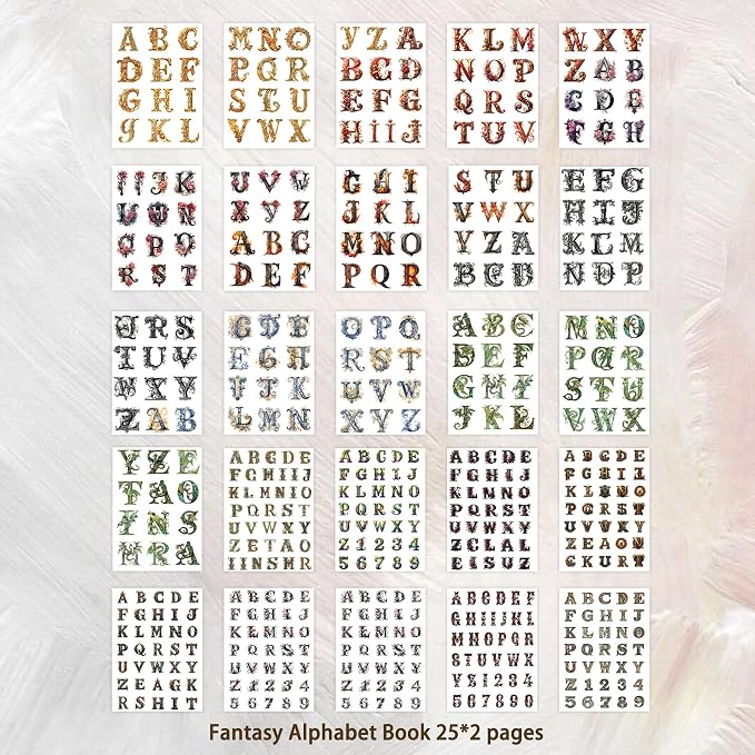 Alphabet & Number Stickers, 50 Sheets Vinyl Letters