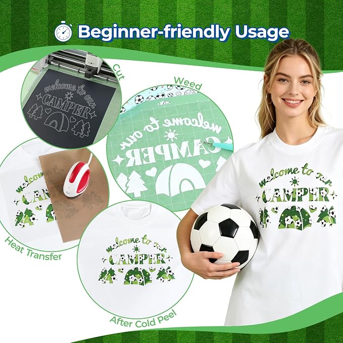 HTVRONT Soccer HTV Heat Transfer Vinyl, 9 Packs Iron on Vinyl
