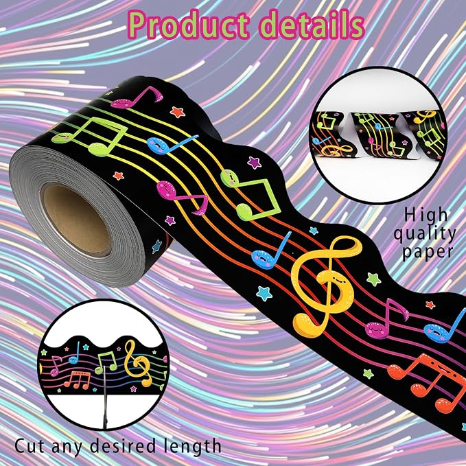 69Ft Musical Notes Bulletin Board Borders Colorful Cute Musical Note Trimmer
