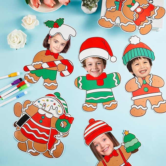 60pcs Christmas Theme Cutouts Gingerbread Man Bulletin Board Decoration Xmas