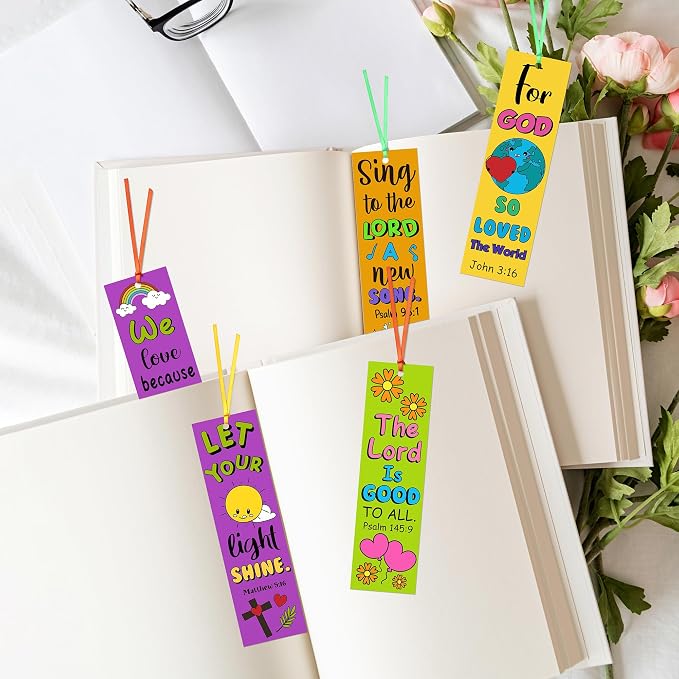 120Pcs Bible Color Your Own Bookmarks Religious DIY Crafts | Christian Coloring