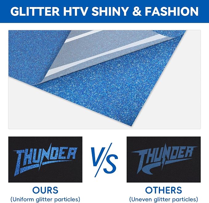 Aoder Blue Glitter Heat Transfer Vinyl