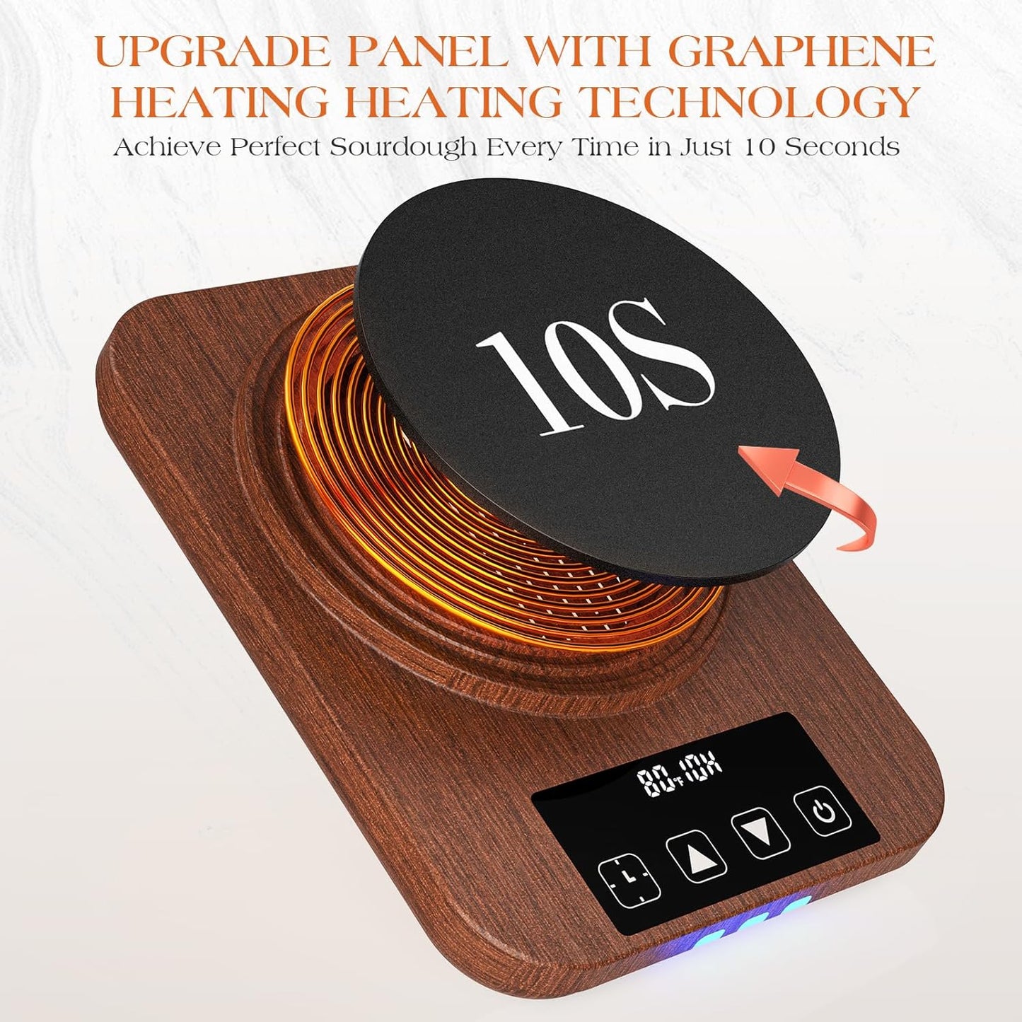 Sourdough Starter Warmer 2025 with Precise 1°F Control (70–100°F), 4.3" Sourdough Warmer, 12H Auto Timer, USB Powered Fermentation Mat for Sourdough Jar, Essentials for Home Bread Baking, Wood Grain