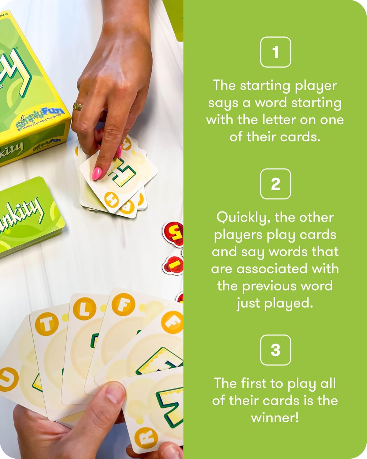 SimplyFun Linkity - Engaging Vocabulary and Word Association Educational Game for Ages 8 & Up, Perfect Word Game for Kids for Family Night, Classroom Learning, and Parties, for 3-8 Players