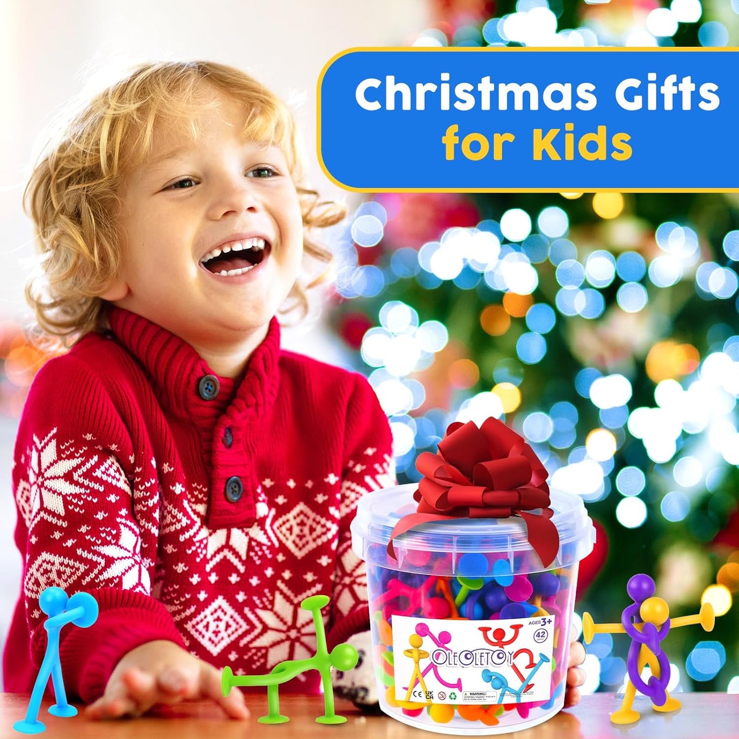 OleOletOy Suction Fidget Toys for Kids: 42 Pack Suction Cup People Toys - Sensory Toys for Autism Kids Calming - Quiet Fidgets for Classroom Prizes - Gifts for Stocking Stuffers Goodie Bag Party Favor