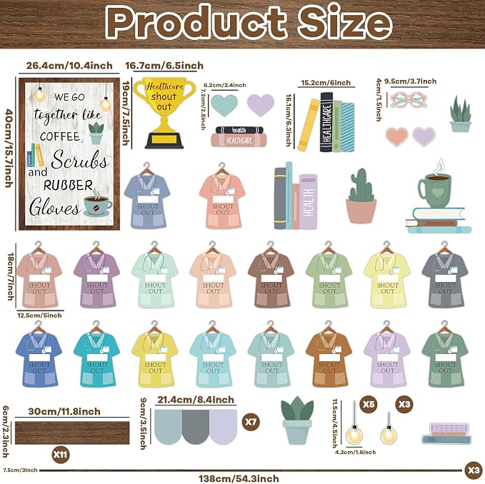 Naozinebi Healthy Bulletin Board Set Healthcare Workers Nurses Classroom