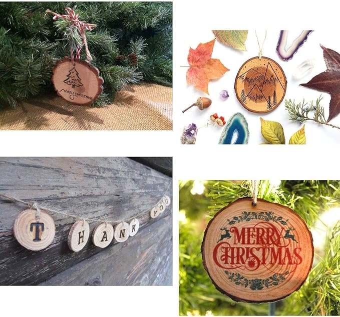 Unfinished Natural Wood Slices 32 Pcs 3.5-4 Inch Wood Coaster Sets Pieces Craft