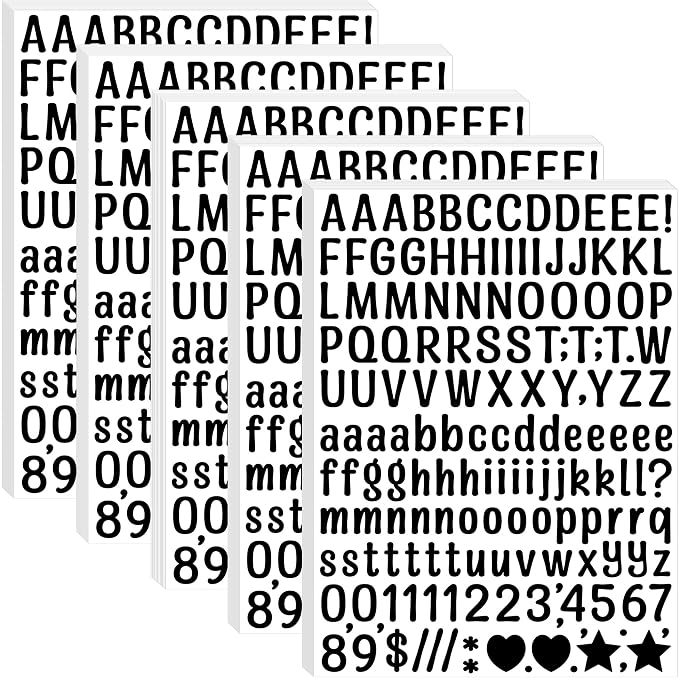 Letter Stickers 0.5 inch, Self-Adhesive Vinyl Waterproof ABC Letter Stickers