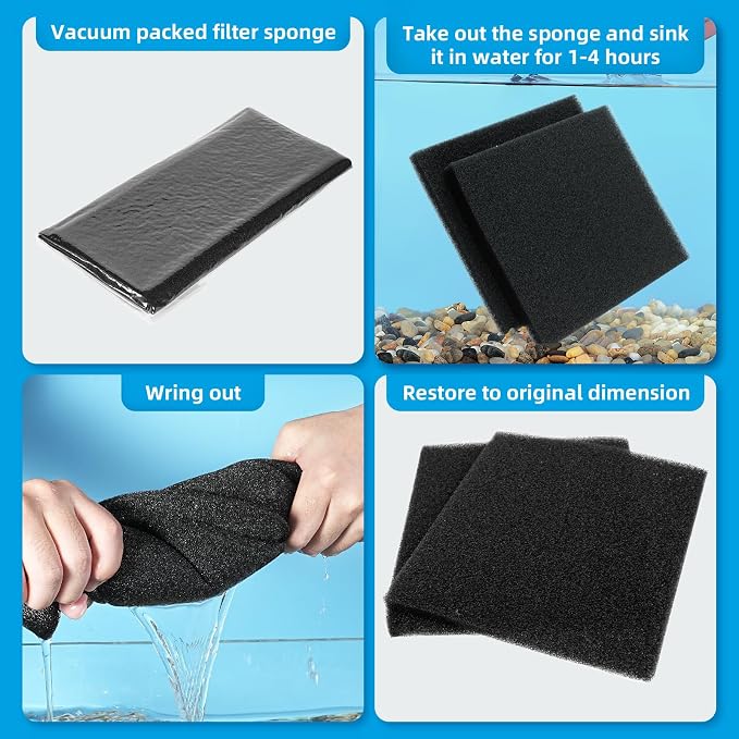 AQUANEAT 2 Pack Aquarium Bio Sponge Filter Media Pad Cut-to-Size Open Cell Foam
