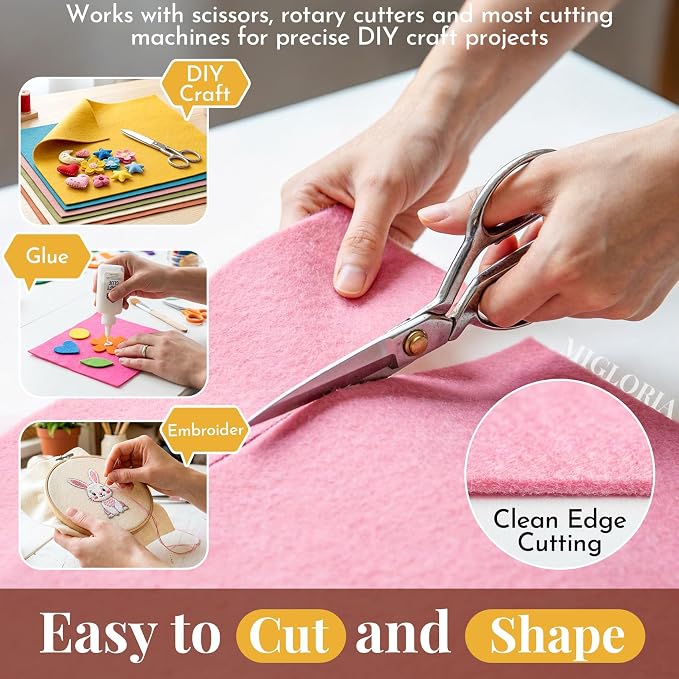 Large Felt Fabric Sheet 36 x 36 Inch, 1.6mm Thick | Soft nonwoven felt