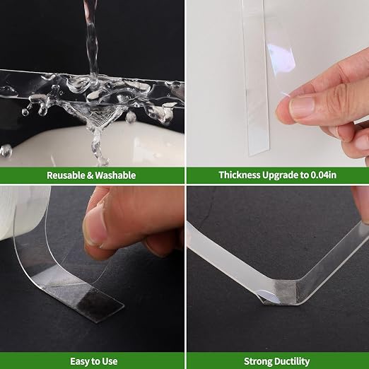 2 Pack Nano Double Sided Tape Duty Mounting Tape Sticky Walls, Double Sided