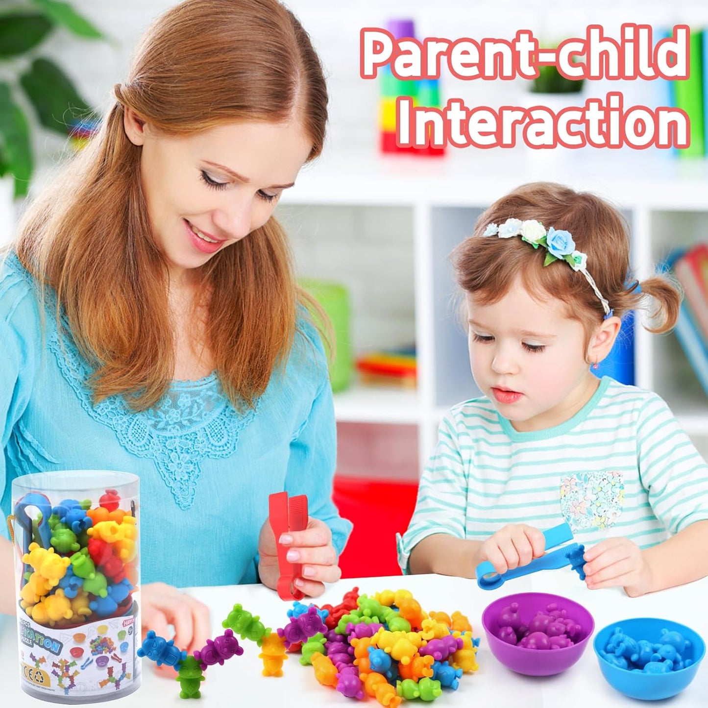 UNIQUE KIDS Stacking Mouse Counting and Matching Game with Sorting Cups – Educational Montessori Toy for Color Classification, Sensory Development, and Learning for Toddlers and Preschoolers Age 3+
