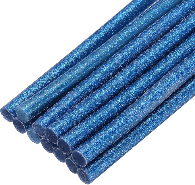 uxcell Mini Hot Glue Sticks for Glue Gun 7mm x 100mm Glitter Blue 12pcs