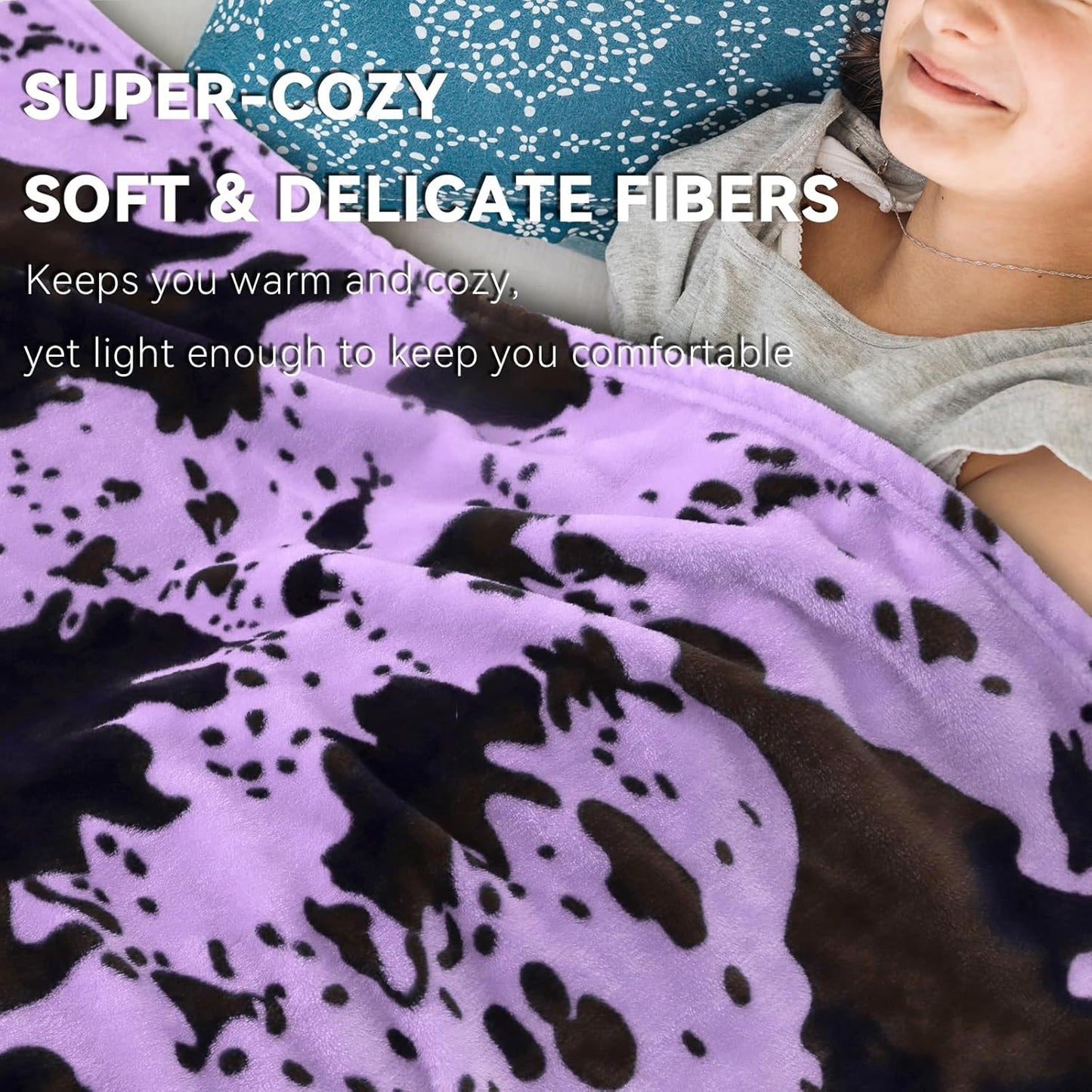 Purple Throw Blanket for Women- Ultra Soft Lightweight Fuzzy Cute Blankets for Teen Girls, Room Decor & Cozy Gifts 50x60 Inches