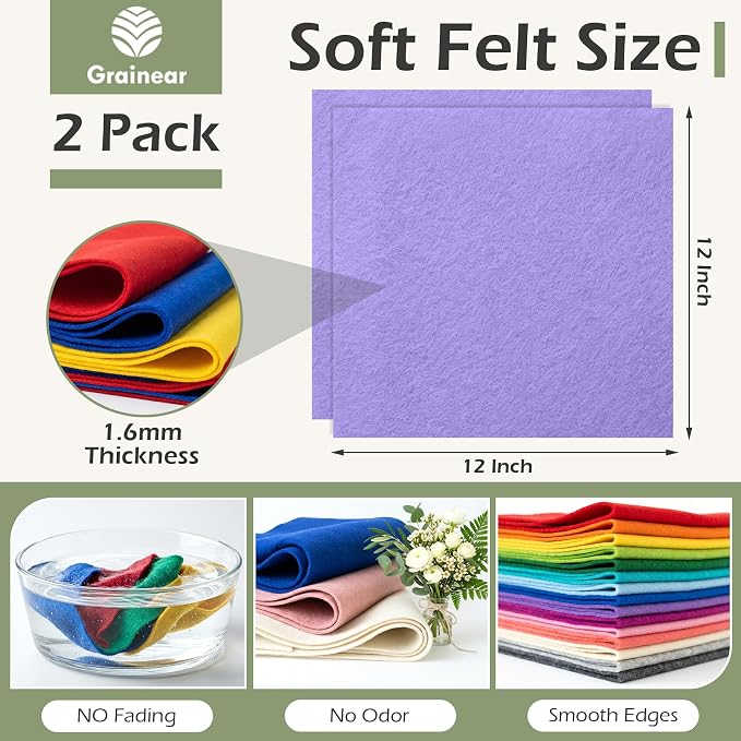Lavender Soft Felt Sheets for Crafts, 1.6mm Thick, Handmade Crafts, DIY Projects