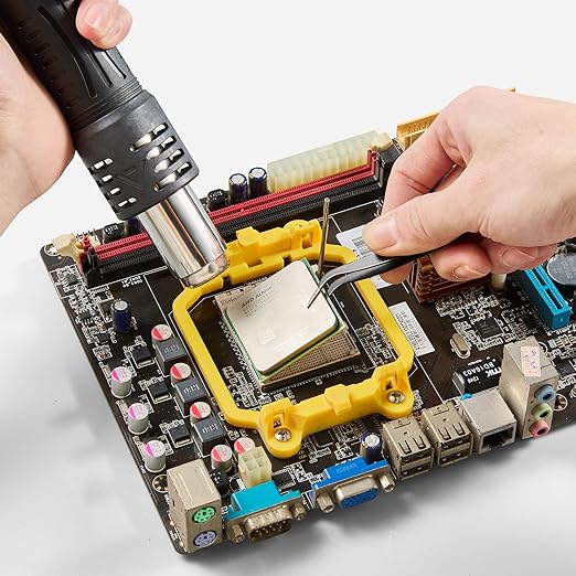 VEVOR Hot Air Rework Station, 700W Digital Display SMD Rework Station, 212℉-932℉ Hot Air Gun with Adjustable Airflow, 3 Pre-Set Channels & ℃/℉ Conversion for Chip Dismantling, Electronics Repair