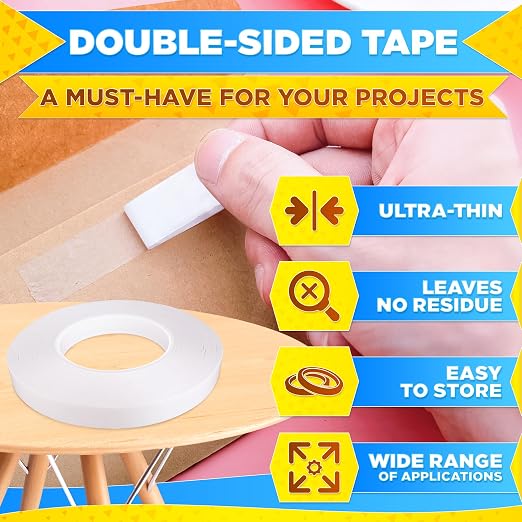 Basting Tape for Sewing 0.6 In x 60 Yd – Transparent Thin Acrylic Double Sided