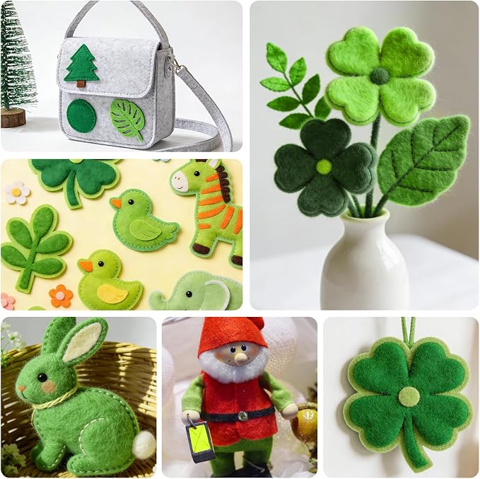 24 Pcs Green Felt Fabric Sheets, 8 Inch X 12 Inch 1mm Craft Felt, Felt Sheets