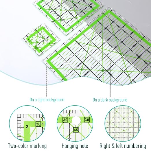 Quilting Rulers, 5 Square Quilting Templates