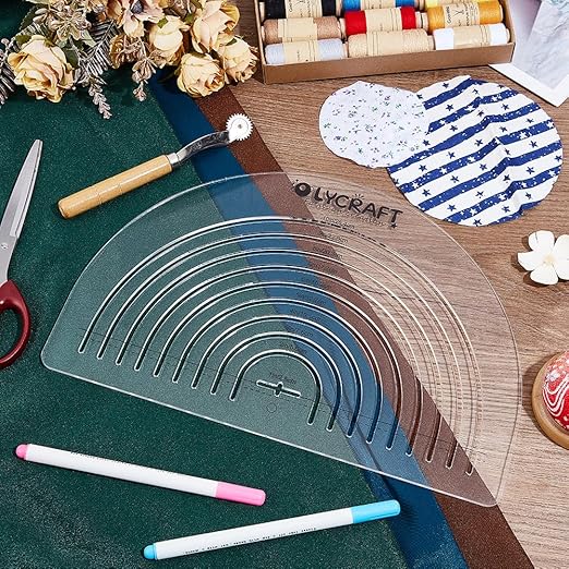 OLYCRAFT Circle Acrylic Ruler for Cutting Fabric Clear Acrylic Templates