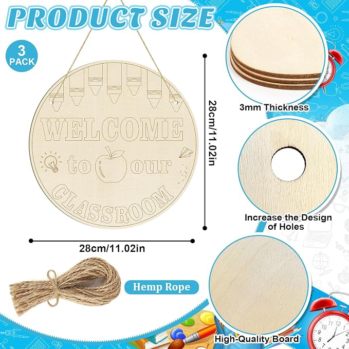 Large Welcome Sign for Classroom Decoration Crafts Hanging to Paint DIY Blank
