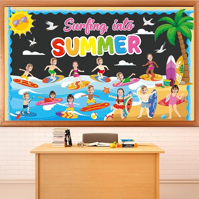 Summer Bulletin Board Classroom Decorations Surfing into Summer Bulletin Board