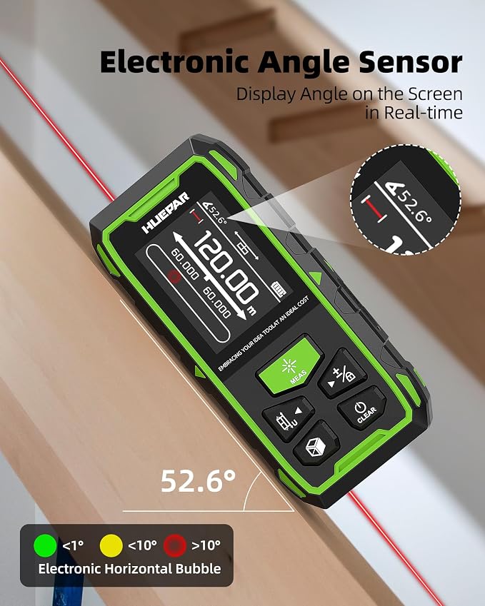 Huepar Professional Dual Laser Measuring Tool 393ft, 5 Years Warranty,