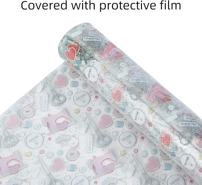 Printed TPU Jelly Faux Leather Fabrics, 11.8 x 47.2 Inch Clear TPU Vinyl Sheets