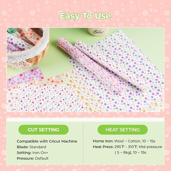 HTVRONT Floral HTV Heat Transfer Vinyl, 11 Packs Iron on Vinyl