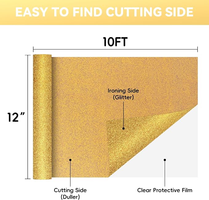 Aoder Gold Glitter HTV Vinyl