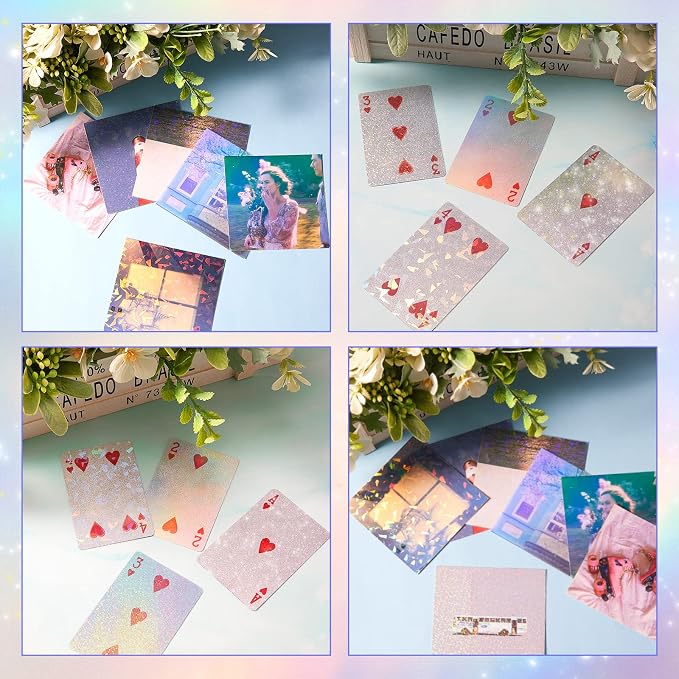 60 Sheets Holographic Laminate Sheets Clear Glitter A4 Size Vinyl Sticker Paper