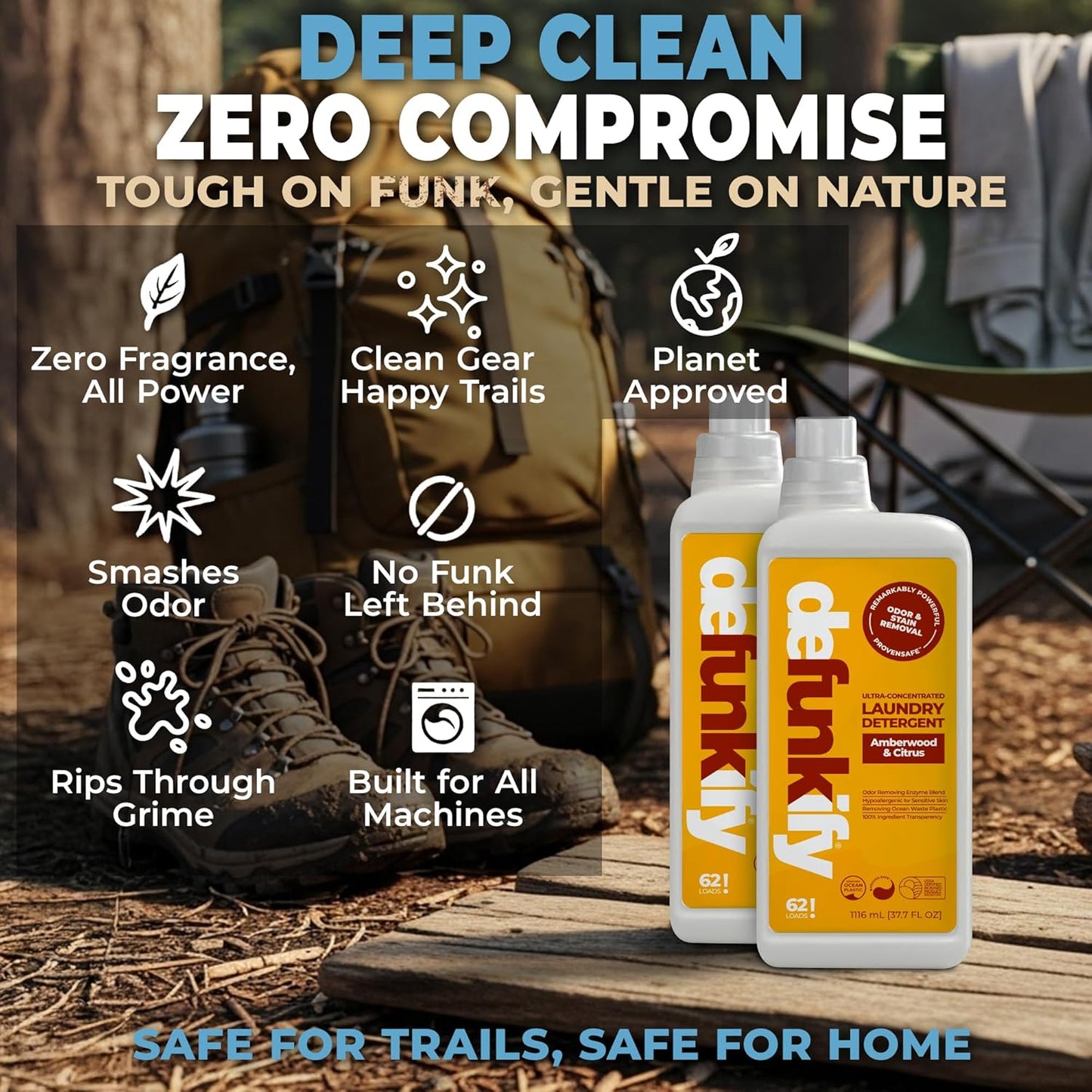 Laundry Detergent 124 Load. 'Amberwood & Citrus' Essential Oil Liquid Laundry Detergent Washing Soap for Sensitive Skin. ProvenSafe™ Cleaning Supply w/Odor & Stain Remover for Activewear & All Fabrics