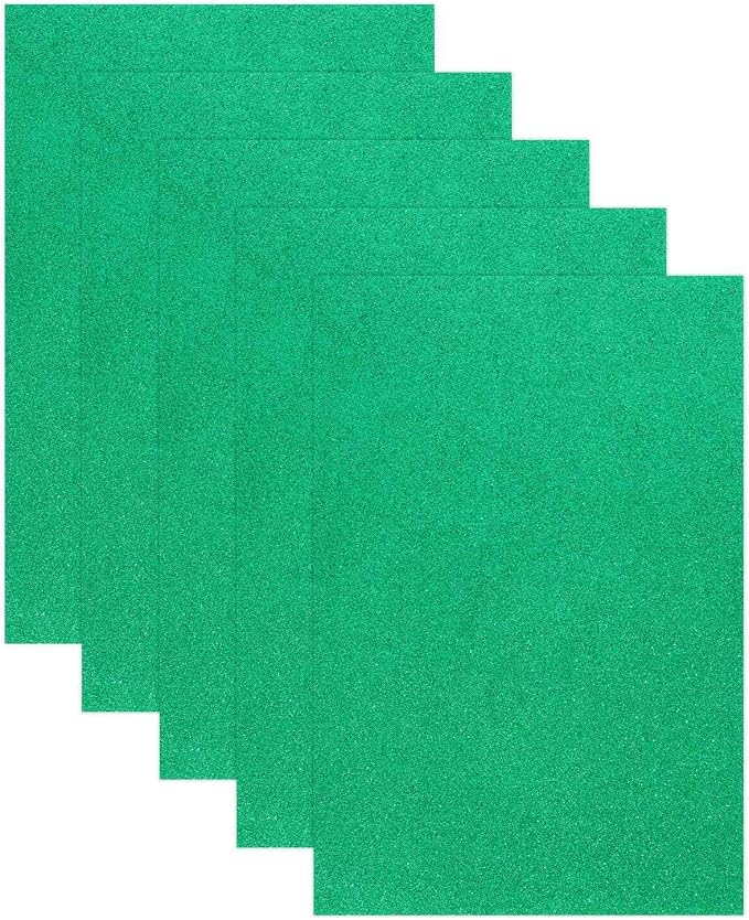 MECCANIXITY 5 Sheets Dark Green Shiny Foam Sheets, 8 Inch x 12 Inch Sparkle EVA