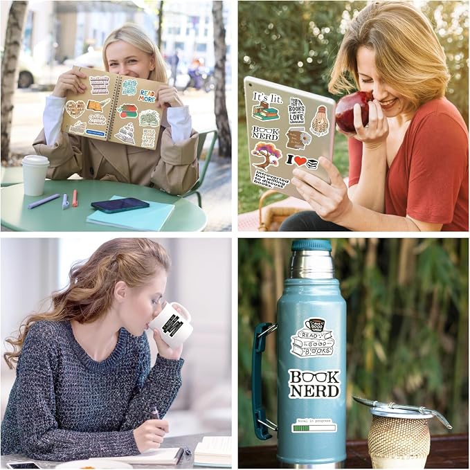 200PCS Book Stickers for Kindle, Bookish & Booktok Reading Stickers for Water