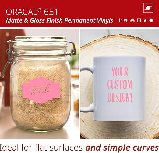 ORACAL 651 Matte Soft Pink Vinyl Durable Roll Easy to Weed Permanent Adhesive