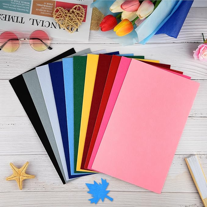 NACHLYNN 11Pcs Self Adhesive Felt Fabric Sheets 7"x11.5" /18x29cm Sticky Back