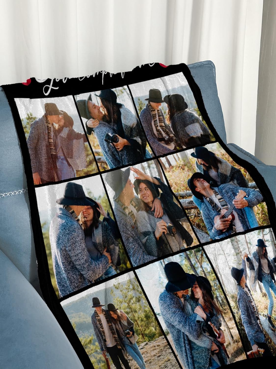 Personalized Blanket Custom Flannel Blanket with Photo Text Customized Picture Blankets Gifts for Birthday Valentines Day
