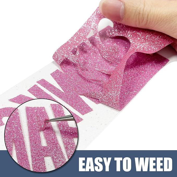 Pink Glitter Heat Transfer Vinyl 12" x 8 ft HTV