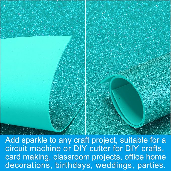 PATIKIL 30Sheets Blue Green EVA Glitter Foam Sheet 11.8 x 7.9 Inch 2mm Thick