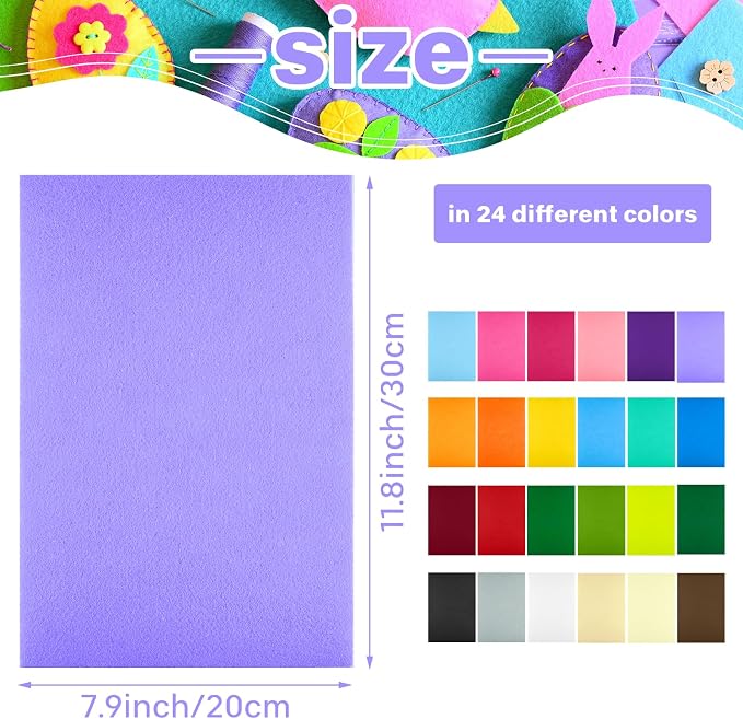 Morcheiong 24 Pcs Self Adhesive Felt Sheet Soft Felt Sheets