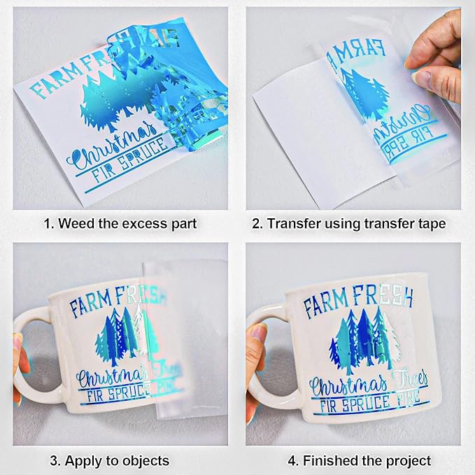 VINYL FROG Holographic Adhesive Vinyl Opal Lake Blue Craft Permanent Vinyl Roll