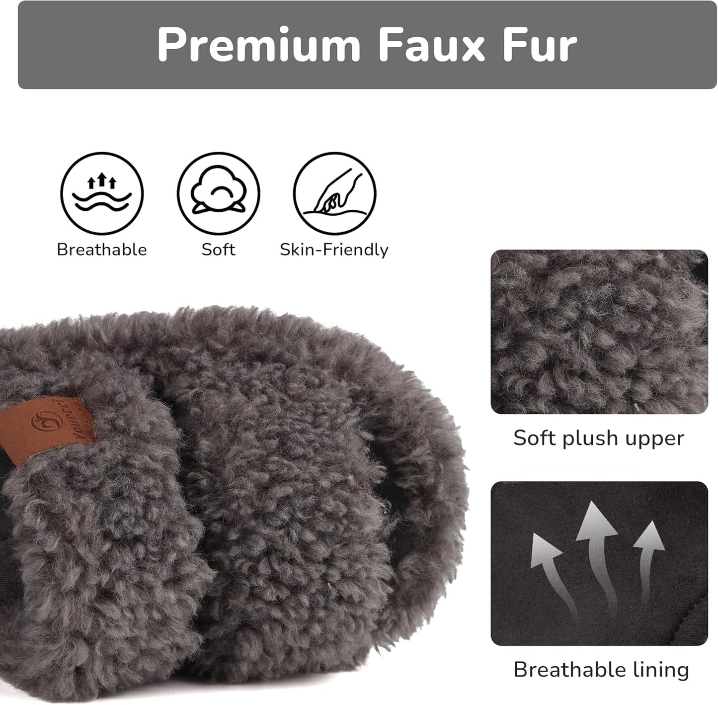 Youecci Girls Fuzzy Slippers-Soft Open Toe Slippers with Memory Foam & Arch Support, Dual-Strap Warm Comfy Home Slides Indoor House Shoes