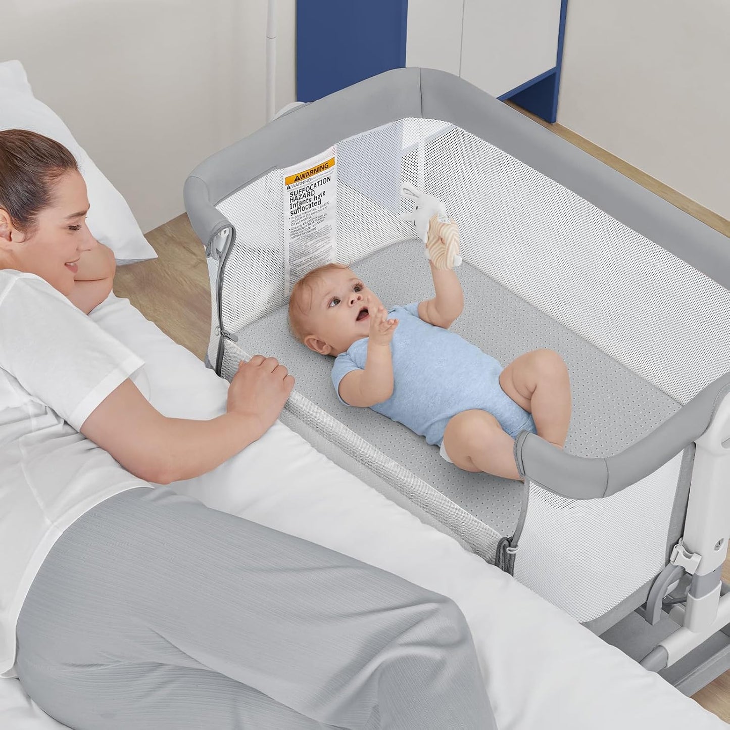 33x20x1.5 Breathable Crib Mattress Protector, Gel Memory Foam Toddler Mattress, Portable Crib Mattress Cover with Sheet for Mini Cribs & Baby Bassinet (Gray)