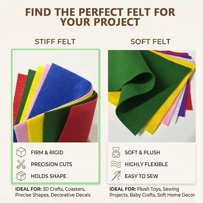 Yellow Felt Fabric Sheets 20 Pcs Stiff 8" X 12", 1mm Thick Assorted Color