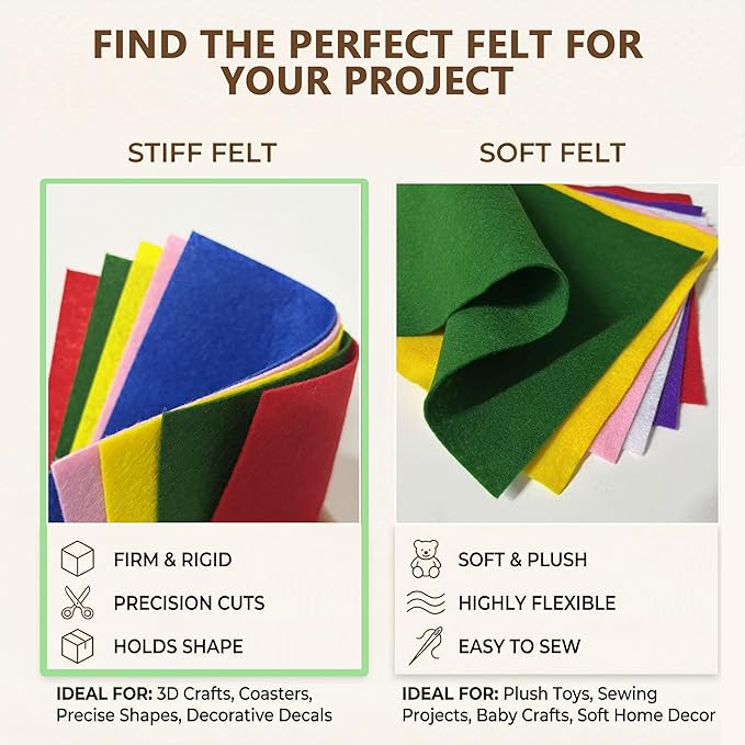 Hot Pink Felt Fabric Sheets Stiff 20 Pcs 8" X 12", 1mm Thick Assorted Color