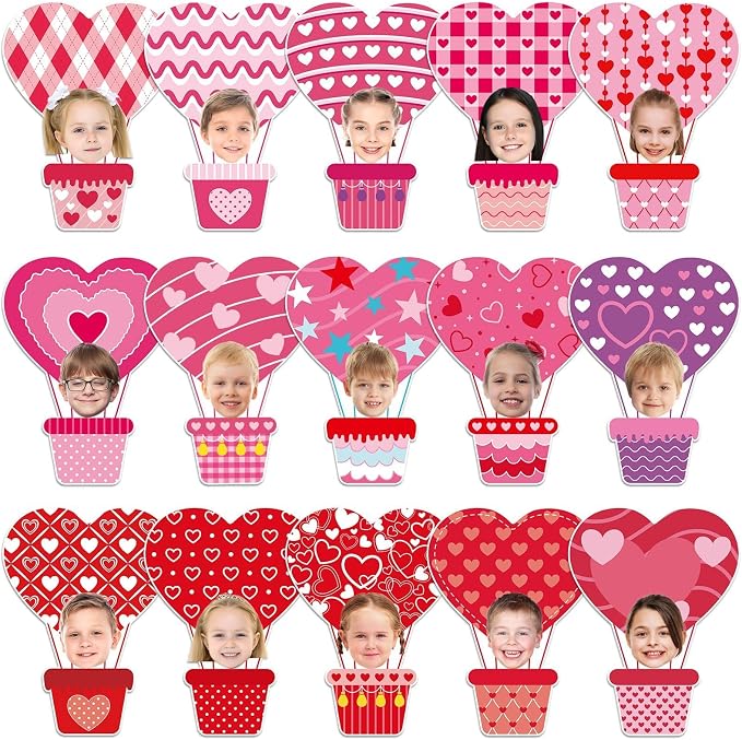 AUGSUN 60pcs Valentine's Day Bulletin Board Decorations Hot Air Balloon Cutouts